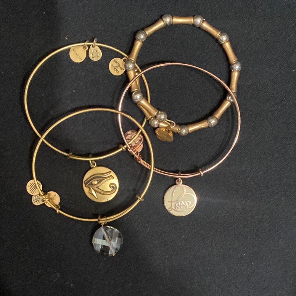 Alex and Ani Gold and Brown Charm Bracelets